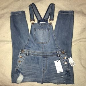 Distressed Denim Overalls - NWT